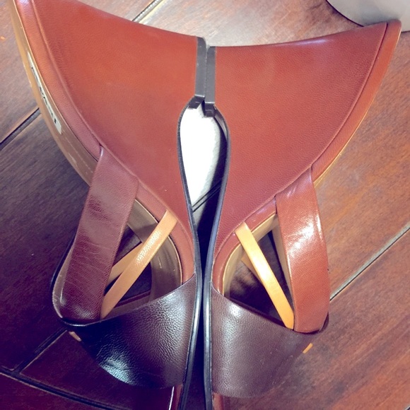 Alfani Multi Brown Colors Leather Wedges Size 9M - Picture 2 of 8